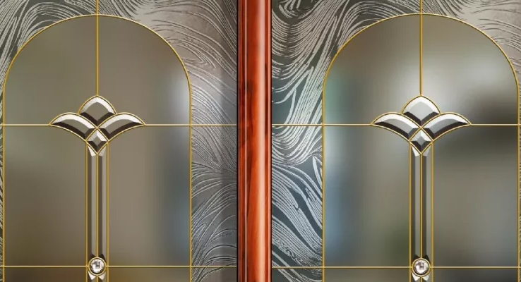铜条镶嵌玻璃门